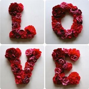 Set of 4 Large 16" Artificial Floral 'LOVE' Letters